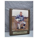 Johnny Unitas Signed Plaque with Hall of Fame...