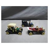 Three Die-Cast Model T Toy Cars