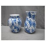 Blue and White Floral Pattern Vases