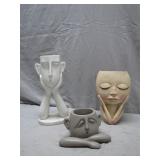 Three Face-Theme Ceramic Planters