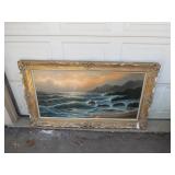 Seascape Painting in Ornate Gilt Frame, 56 1/2"...