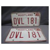 1978 Maryland License Plates Pair