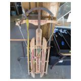Wooden Flexible Flyer Sled with Hand-Painted...