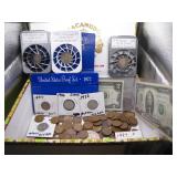 Vintage Cigar Box of Vntg US Coins & Currency