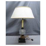 Electrified Lamp With Glass And Brass Design