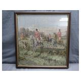 Vintage Needlepoint Fox Hunt Scene