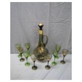 Hand-Painted Glass Decanter with 8 Glasses