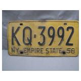 1958 New York Empire State License Plate