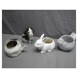 Animal Planters with Metal Teapot