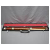 Hand-Carved Pool Cue With Case