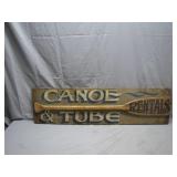 Canoe and Tube Rentals Sign With Paddle
