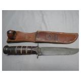 USMC KA-BAR Knife With Leather Sheath