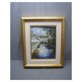 Framed Oil on Canvas of River Scene