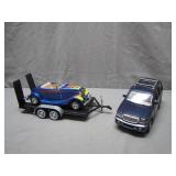 Die-Cast SUV And Trailer Set With Hot Rod