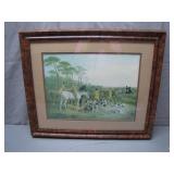 Framed Equestrian Hunt Scene Artwork