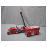 Two Tin Litho Firetrucks