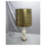 Mid-Century Ceramic Lamp With Brass Shade