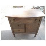 Oak Wooden Chest With Drawers and Rolling Casters