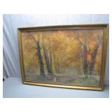 Framed Autumn Landscape Painting