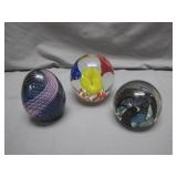 Three Art Glass Paperweights