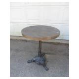 Cast Metal Base and Wood Top Table