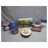 Seven Decorative Tin Containers