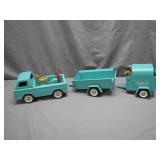 Structo Turquoise Truck, Trailer, and Horse Van