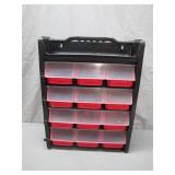 Plastic Organizer With Red Tray Compartments