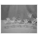 Etched Glassware Set with Pitcher and Goblets