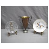 Brass Trophy, Fox Plate, English Saucer Set