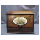 Wooden Breadbox with Botanical Motif Panel