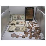 Vintage Coins & Notes w/ Gold Jeff Gordon Plaque