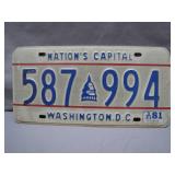 1981 Washington, D.C. License Plate