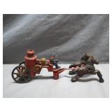 Cast Iron Horse-Drawn Fire Engine Toy