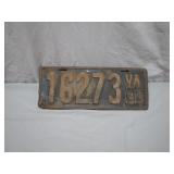 1919 Virginia License Plate No. 16273