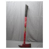 Red Two-Handed Broad Axe with Unique Head