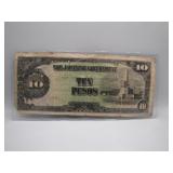 Occupied Japan 10 Pesos WWII-Era Note