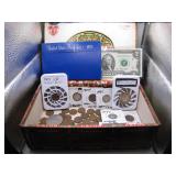 Cigar Box of Vintage US Coins & Currency