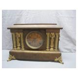 Early 1900s Mantel Clock With Ornate Columns