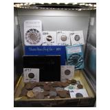 Cigar Box of Vintage US Coins & Currency