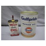 Two Vintage Oil Cans: Gulfpride and True Value