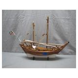 Wooden Model Sailboat With Flag Detail