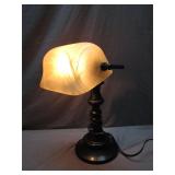 Early 20th-Century Desk Lamp with Glass Shade