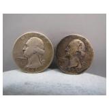 1942 & 1944-D Washington Silver Quarters