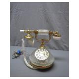 Crystal and Brass Rotary Style Telephone