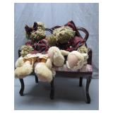 Handmade Teddy Bear Duo & Miniature Wood Bench
