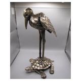 Crane Standing on Turtle Figurine Statue