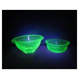 Two Uranium Glass Bowls