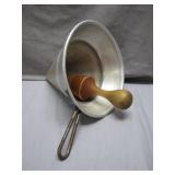 Vintage Metal Sieve With Wooden Pestle