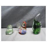 3 Art Glass Animal Figurines